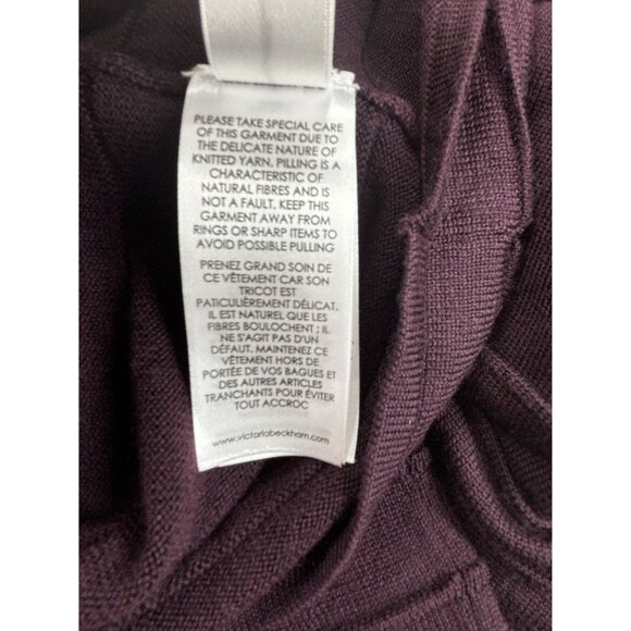 Victoria Beckham Knitted Dress XS Dark Purple Ruffle Sleeves Wool Blend - Picture 7 of 9